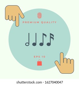 Symbol of Music, notes. Sixteenth note, Eighth note, quarter note and half note