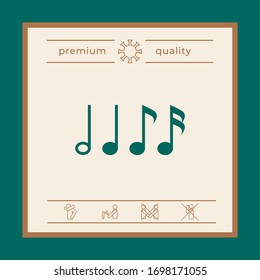 Símbolo de música, nota. 16ª nota, Octava nota, cuarta nota y media nota
