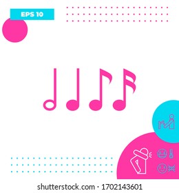 Símbolo de música, nota. 16ª nota, Octava nota, cuarta nota y media nota