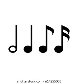 Symbol of Music, notes. Sixteenth note, Eighth note, quarter note and half note 