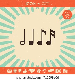 Symbol of Music, notes. Sixteenth note, Eighth note, quarter note and half note 