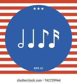 Symbol of Music, notes. Sixteenth note, Eighth note, quarter note and half note 