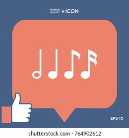 Symbol of Music, notes. Sixteenth note, Eighth note, quarter note and half note 