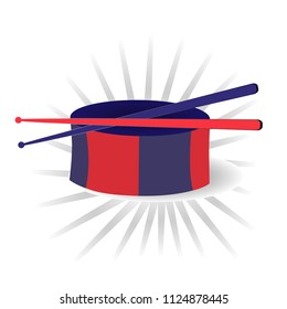 Symbol of a musical instrument. Drum on a white background. Vector element.