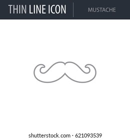 Symbol of Mustache. Thin line Icon of Hipster. Stroke Pictogram Graphic for Web Design. Quality Outline Vector Symbol Concept. Premium Mono Linear Beautiful Plain Laconic