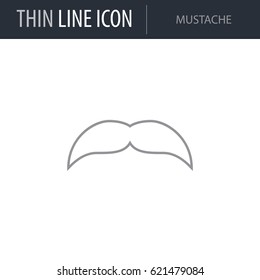 Symbol of Mustache. Thin line Icon of Hipster. Stroke Pictogram Graphic for Web Design. Quality Outline Vector Symbol Concept. Premium Mono Linear Beautiful Plain Laconic Logo