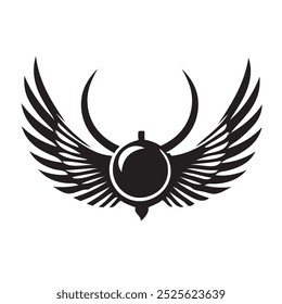 Symbol of mystical creature with horns and wings. Vector illustration.