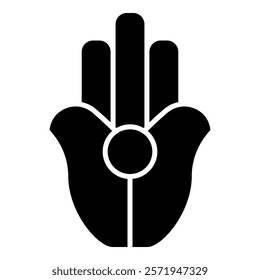 Symbol Natib Qadish Kappu palm Hamsa Levantian neo paganism neopaganism religious symbol Hand indian paganism icon black color vector illustration image flat style