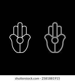 Symbol Natib Qadish Kappu palm Hamsa Levantian neo paganism neopaganism religious symbol Hand indian paganism set icon white color vector illustration image solid fill outline contour line thin flat 