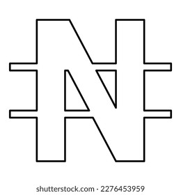 Symbol nayra contour outline line icon black color vector illustration image thin flat style