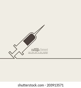 Symbol of needle and syringe for vaccination.