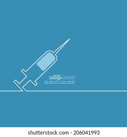 Symbol of needle and syringe for vaccination. 