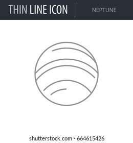 Symbol of Neptune. Thin line Icon of Set of Space. Stroke Pictogram Graphic for Web Design. Quality Outline Vector Symbol Concept. Premium Mono Linear Beautiful Plain Laconic Logo