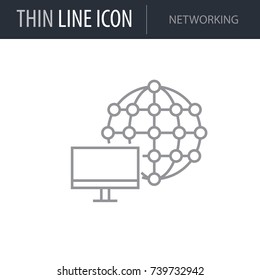 Symbol of Networking. Thin line Icon of Network. Stroke Pictogram Graphic for Web Design. Quality Outline Vector Symbol Concept. Premium Mono Linear Beautiful Plain Laconic