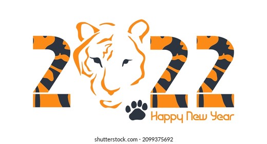 The symbol of the new 2022. Chinese horoscope. Eastern calendar. Stylized tiger head profile image