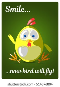 Symbol new year 2017 cute rooster. Funny chicken. Vector card