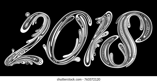 Symbol of the new year 2018. Abstract figures from the patterns