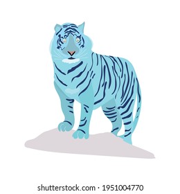 The symbol of the New Year 2022, the year of the Tiger in China and East Asia, the background for a festive greeting card,  posters, brochure, calendar. The year of the water blue tiger. Vector
