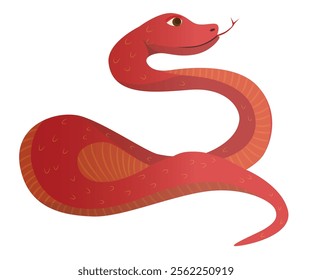 Symbol of the new year. 2025. Red snake. Chinese New Year. Vector illustration for poster, greeting card and invitation.