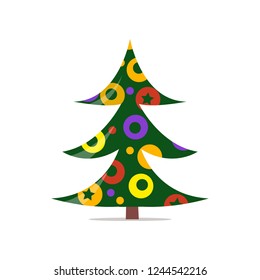 The symbol of the new year is a big beautiful green Christmas tree decorated area with cute handmade toys.