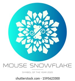 The symbol of the new year. Christmas snowflake with mice on a blue background. Christmas decoration. Trendy winter design element. 