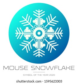 The symbol of the new year. Christmas snowflake with mice on a blue background. Christmas decoration. Trendy winter design element. 