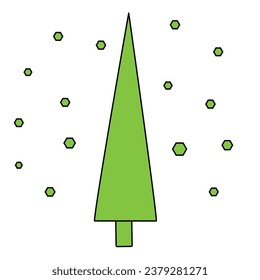 Symbol of the New Year. Christmas tree. Doodle illustration. Postcard design. Isolated vector.