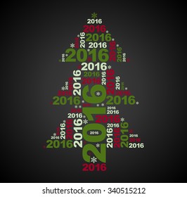 symbol of New Year Christmas tree multicolor on black