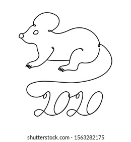 The symbol of the New Year is drawn in one line. Isolated vector