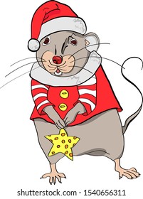 the symbol of the new year, holiday mouse, new year 2020, vector graphic.