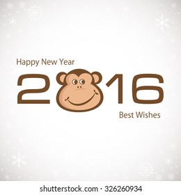  Symbol Of New Year. Monkey. 2016. Vector Illustration.  New year card.