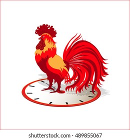 Symbol of new year - a red rooster. Vector illustration.