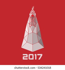 The symbol of the new year, rooster on a red background.