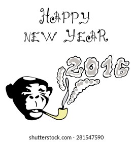 The symbol of the new year with a tube and a monkey figures 2016