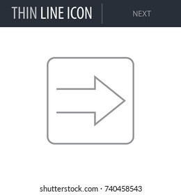 Symbol of Next. Thin line Icon of Multimedia. Stroke Pictogram Graphic for Web Design. Quality Outline Vector Symbol Concept. Mono Linear Beautiful Plain Laconic Logo