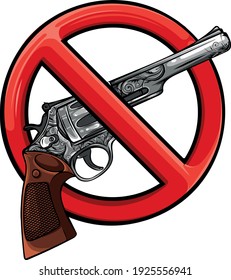Símbolo Sin pistola en la ilustración del vector de fondo blanco