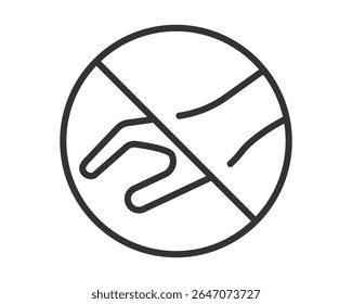 Symbol of no handshake. Restriction sign for business or health concepts. Editable vector. Use for disease prevention, safety guidelines,  social distancing.