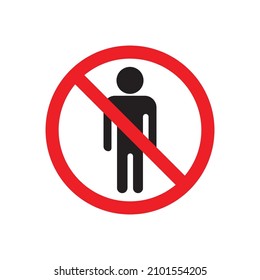 Symbol of No Men Allowed. Isolated on a white background with man and ban icon. Sign for identifying gender differences 