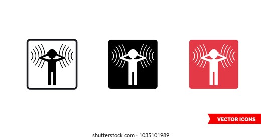 Symbol Of Noise Icon Of 3 Types: Color, Black And White, Outline. Isolated Vector Sign Symbol.