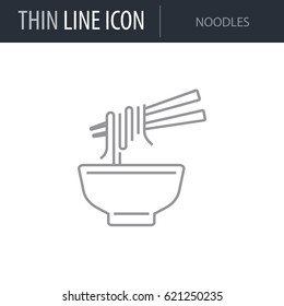 Symbol of Noodles. Thin line Icon of Food. Stroke Pictogram Graphic for Web Design. Quality Outline Vector Symbol Concept. Premium Mono Linear Beautiful Plain Laconic Logo