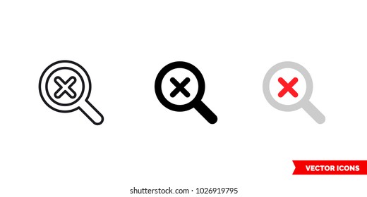 Symbol not found icon of 3 types: color, black and white, outline. Isolated vector sign symbol.