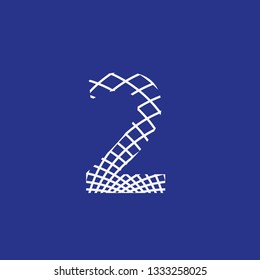 symbol number 2 two with grid texture vector
