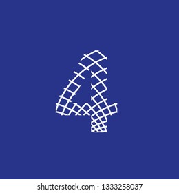 symbol number 4 four with grid texture vector