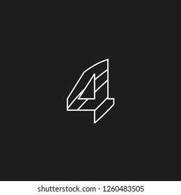 symbol number 4 four with hidden ends formed by lines