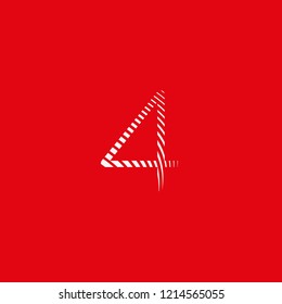 Symbol number 4 represented by curved lines in blur