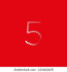 Symbol number 5 five represented by curved lines in blur