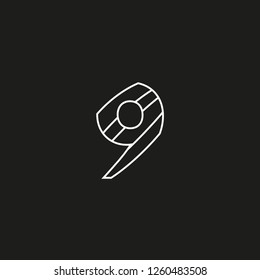 symbol number 9 nine with hidden ends formed by lines