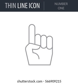 Symbol of Number One. Thin line Icon of Sport Attributes. Stroke Pictogram Graphic for Web Design. Quality Outline Vector Symbol Concept. Premium Mono Linear Beautiful Plain Laconic Logo