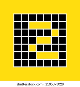 symbol number two (2) from reticular structure in black and yellow color editable vector