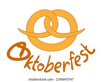 The symbol of Oktoberfest is a German bagel. Infographics. An icon with an inscription. Beer Festival, October. The emblem of the Bavarian pretzel. The sign of bread